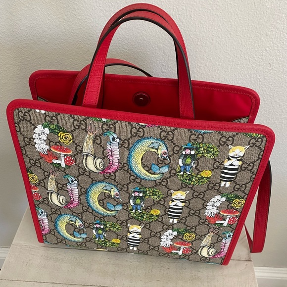 Gucci × Yuko Higuchi Collaboration Children's Tote Bag GG Supreme Red New - Picture 2 of 7
